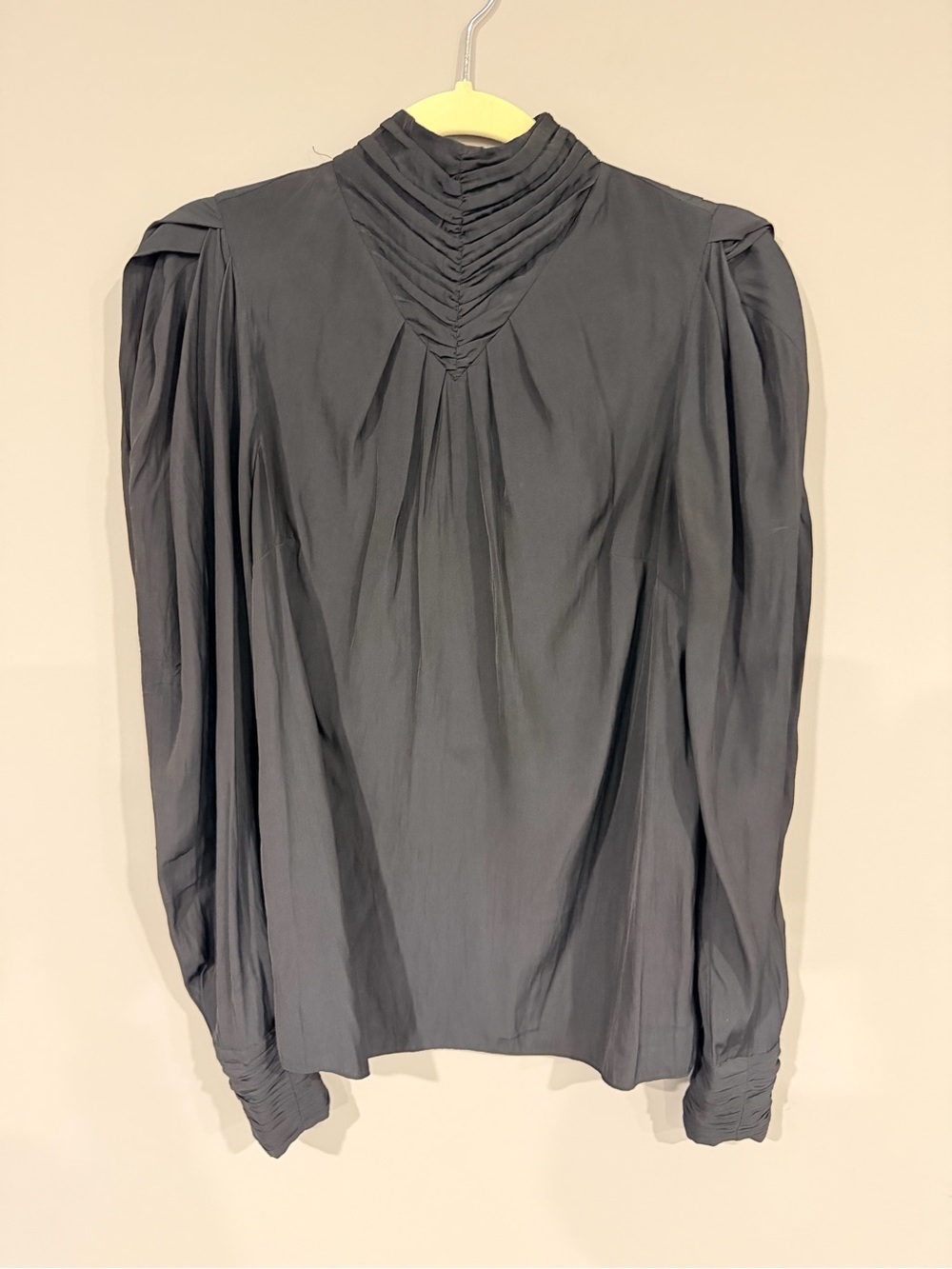 BA&SH Black Pleated Crepe De Chine Blouse Size Medium